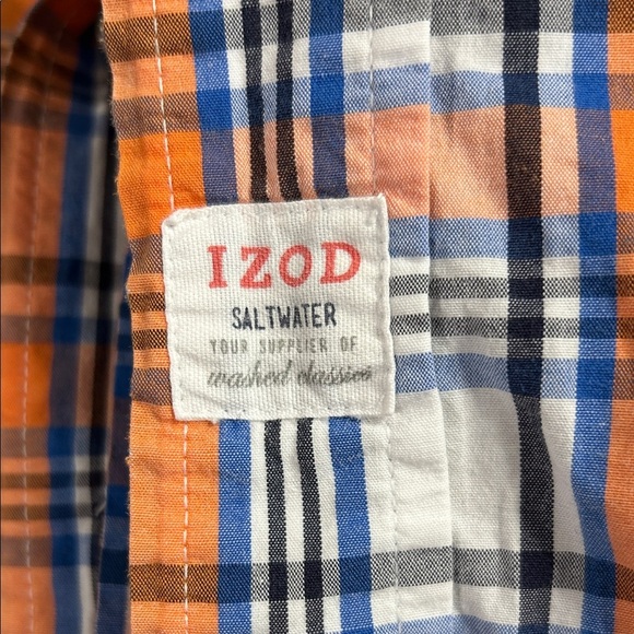 Izod Men's Blue and Orange Plaid Button Down Shirt Size Large - Picture 4 of 4